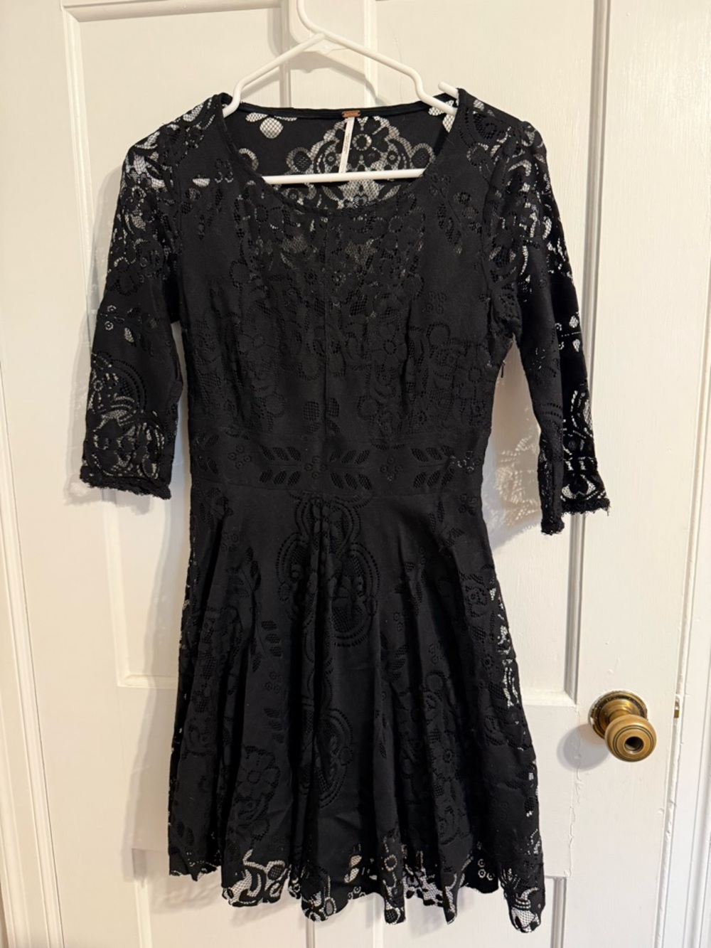 Free People Black Lace Fit & Flare Mini Dress
